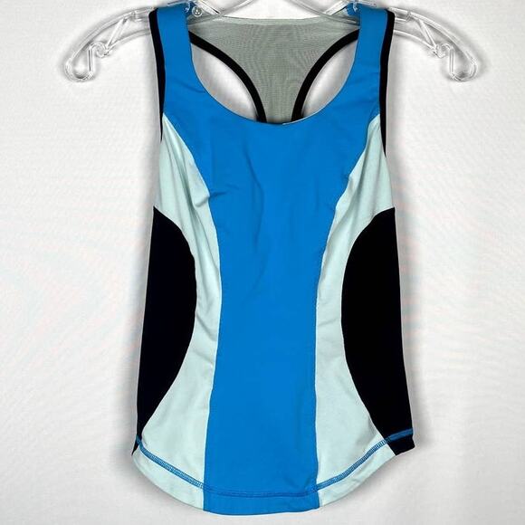 Lululemon Cardio Kick Tank Beach Blanket Blue Black Colorblock Size 2 - Picture 1 of 6